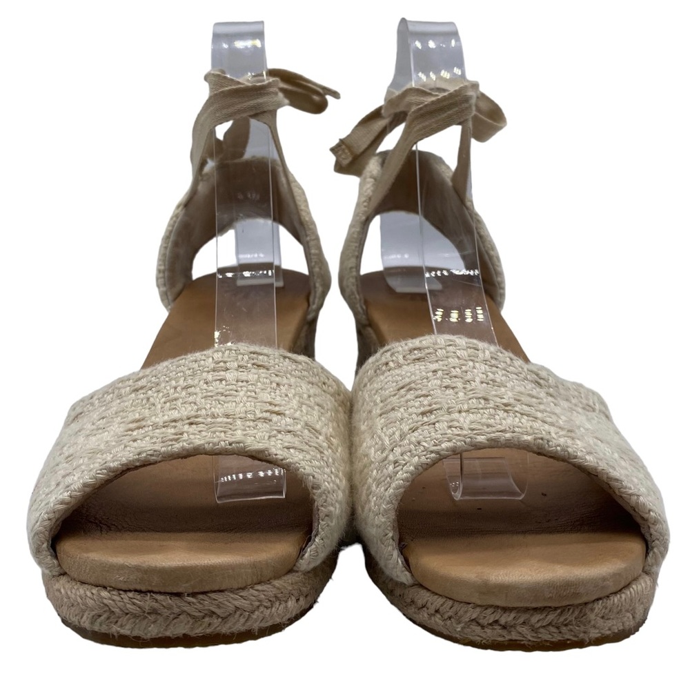 UGG Sandals Delmar Natural Espadrille Wedge Ankle Tie Size 8.5 - Picture 9 of 16